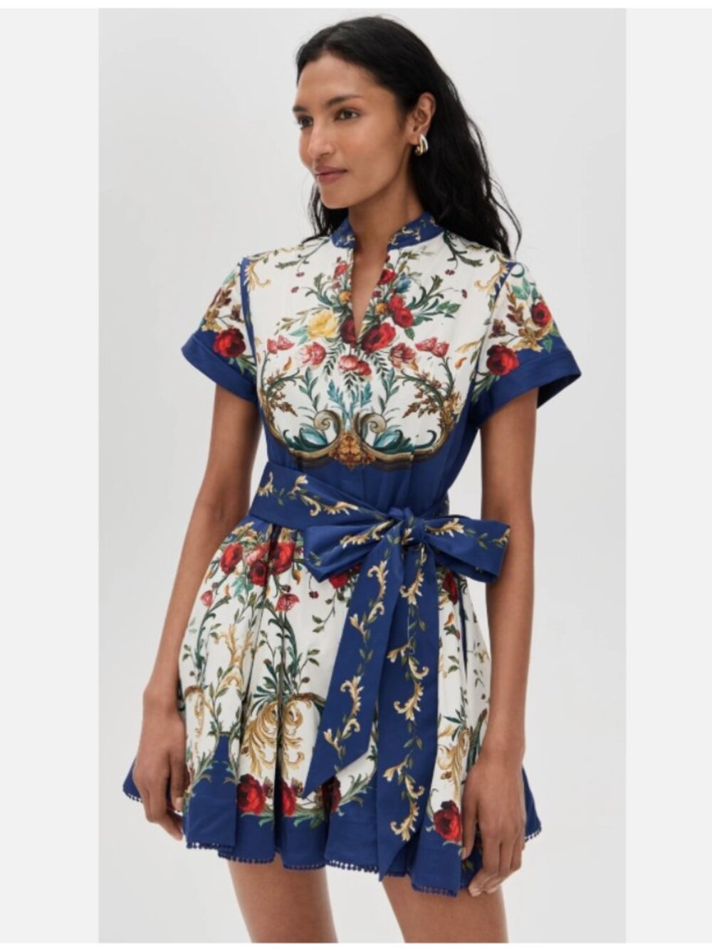 Alice and Olivia Lucy Short Sleeve Mini Shirt Dress w/Tie Belt - Picture 5 of 10